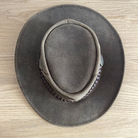 Purely Outback Jacaru Brown Leather Australian Outback hat XL braided cowboy - Picture 3 of 7